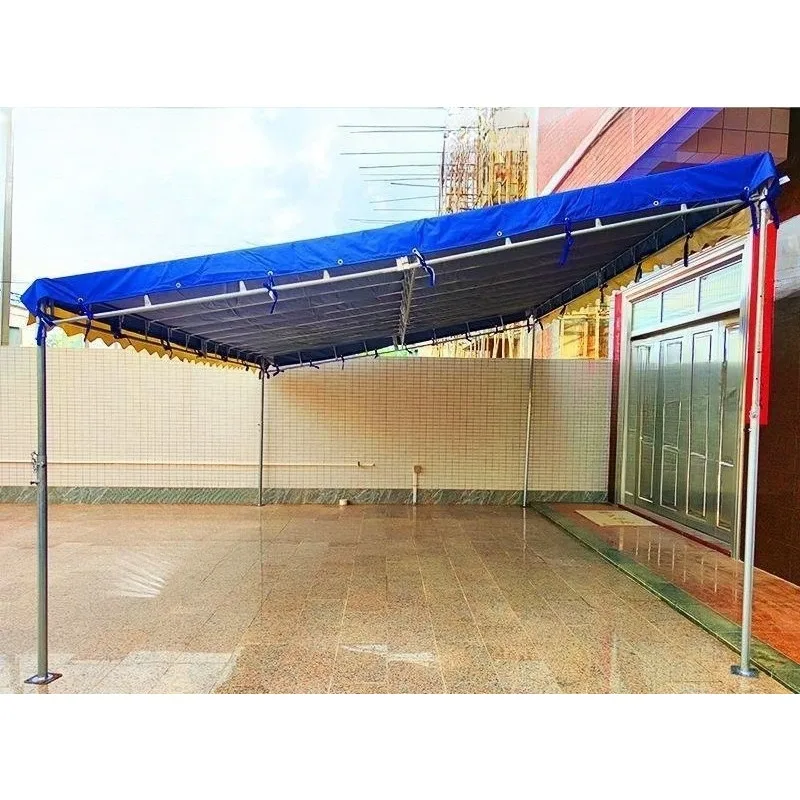 Outdoor canopy telescopic sunshade steel frame shed facade eaves inclined folding