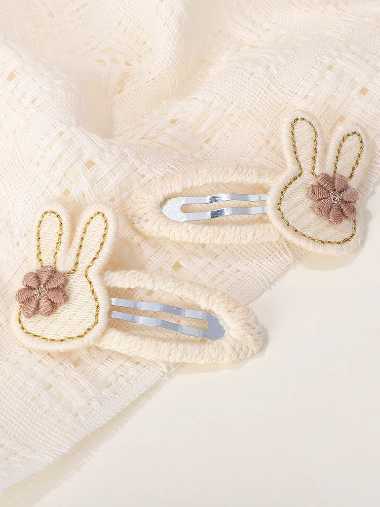 LOVEKIKI Lot de 2/4 pinces à cheveux lapin de dessin animé faites à la main pour enfants et filles, barrettes mignonnes, pinces à cheveux style Ins, ornements capillaires
