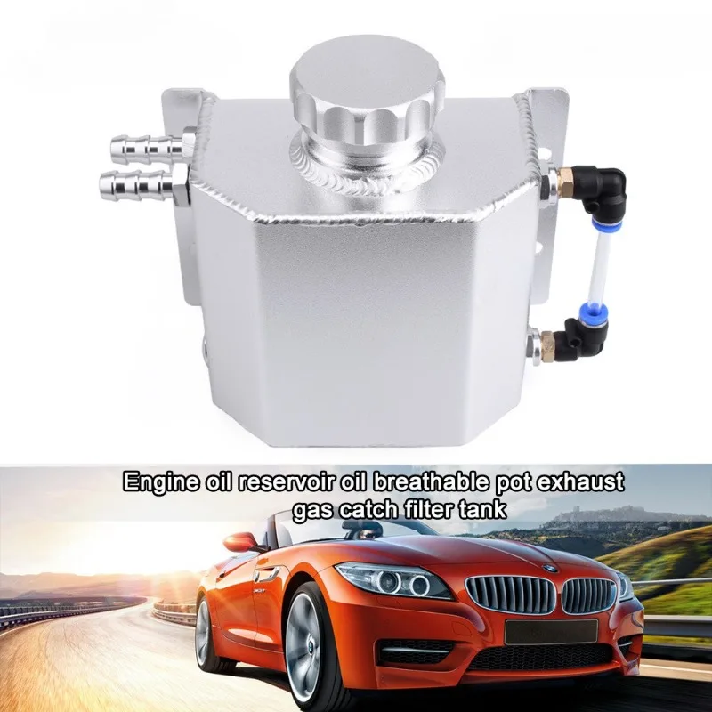 Universal 1L Aluminum Car Engine Oil Breathable Pot Radiator Cooling Overflow Bottle Collect Crankcase Steam Reservoir Accessory
