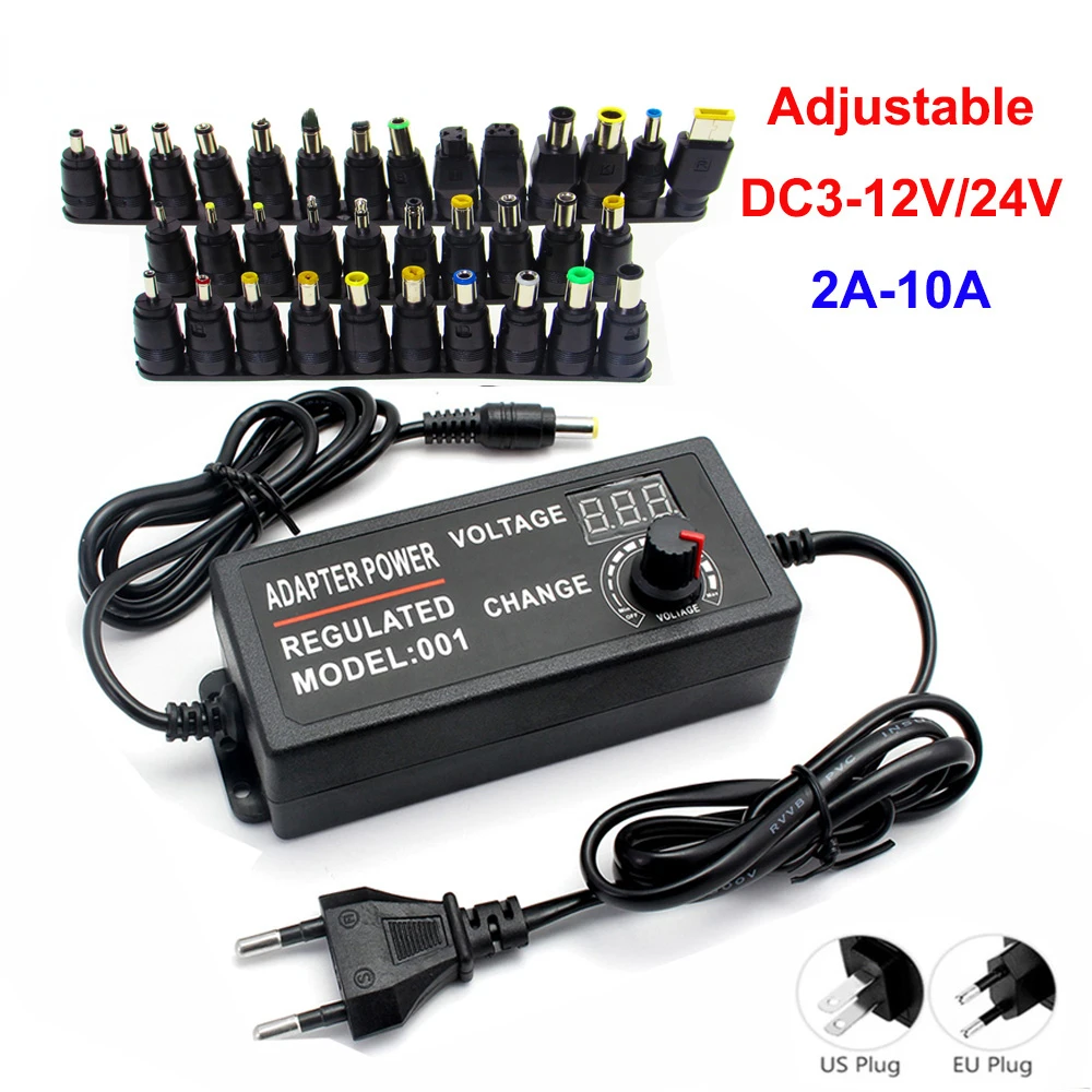 Adjustable AC To DC Power Supply 3V 5V 6V 9V 12V 15V 18V 24V 1A 2A 5A Power Supply Adapter Universal AC220V To 12 V Volt Adapter