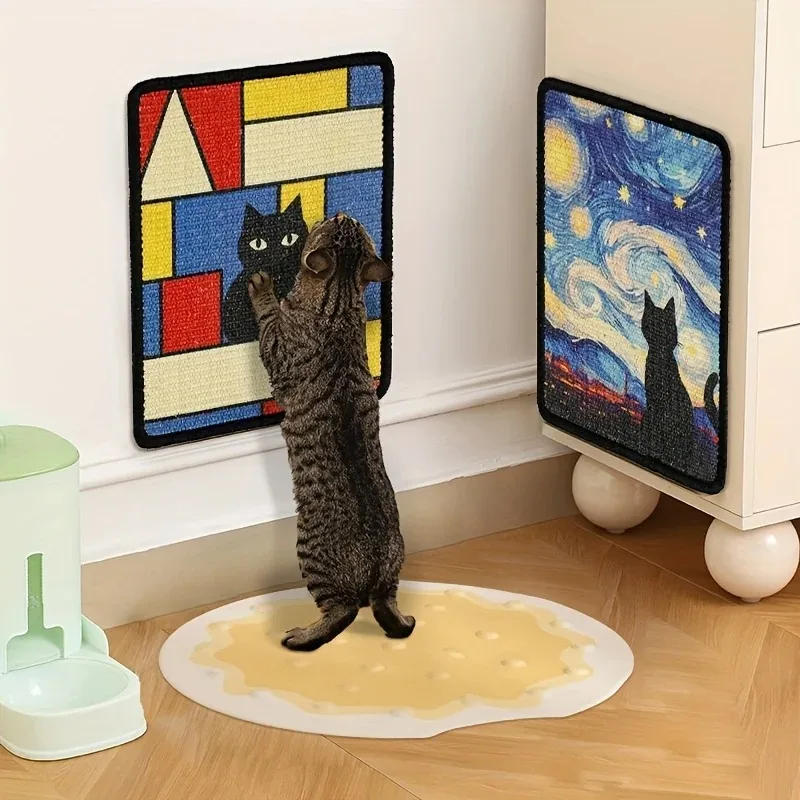 Wandmontierte Katzen-Kratzmatte, Verstärkte Sisal-Oberfläche für Krallen-Gesundheit, Platzsparende Matte mit Weicher Kante, Vertikaler Katzen-Kratzbaum
