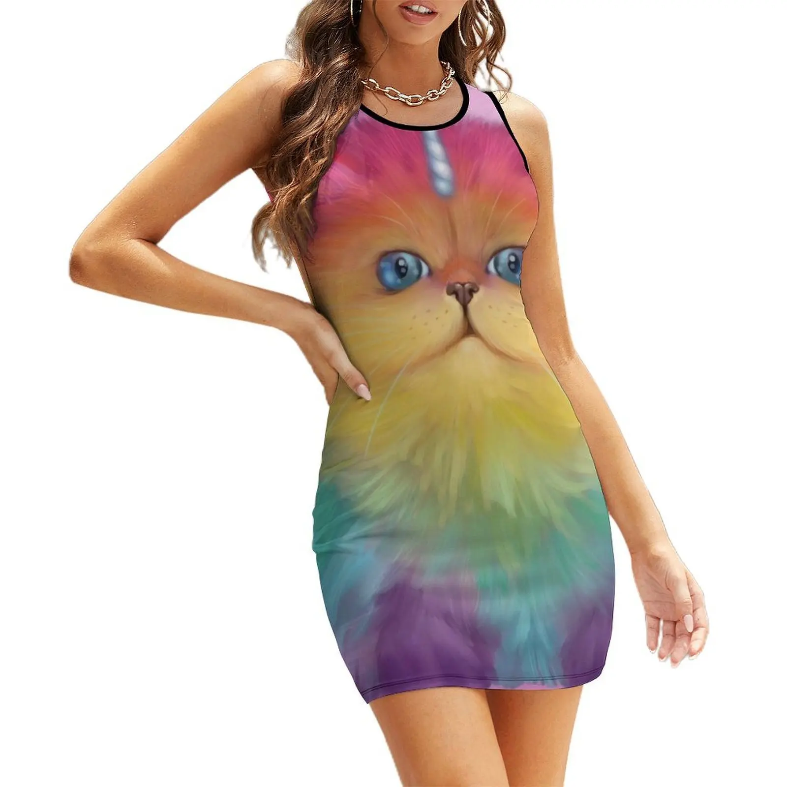 

Rainbow Mewnicorn Sleeveless Sundress Dress for pregnant women evening dresses ladies dresses for prom