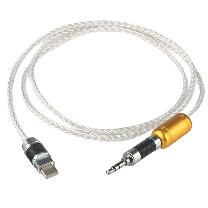 New  Silver Plated Copper Type-C To 3.5mm Cable for HiFi Audio AUX Car Headphone Mobile Phone Line