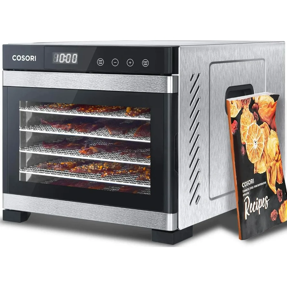 

Food Dehydrator for Jerky, Large Drying Space with 6.48ft², 600W Dehydrated Dryer, 6 Stainless Steel Trays, 48H Timer