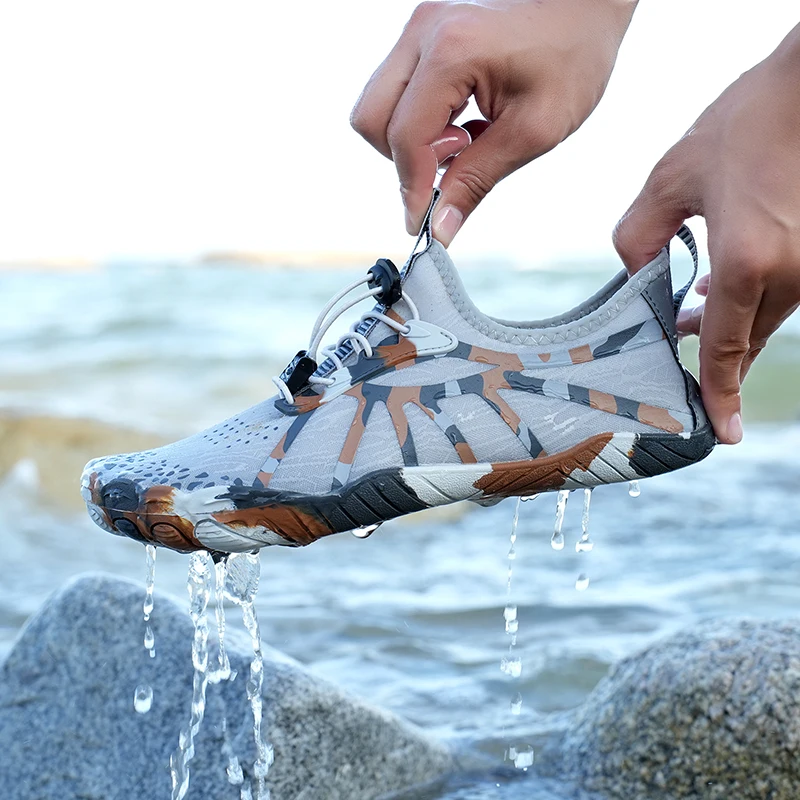 Unisex Camo Barefoot Water Shoes Quick Dry Non Slip Aqua Shoes Beach Swimming Surfing Wading Fishing Upstream Sports Sneakers
