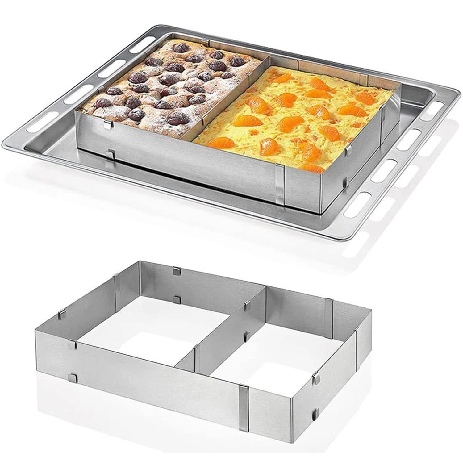 Stainless Steel Adjustable Cake Mold Square Shape Mousse Cheesecake Baking Mould Nonstick Cake Cutter Dessert Pastry Baking Tool