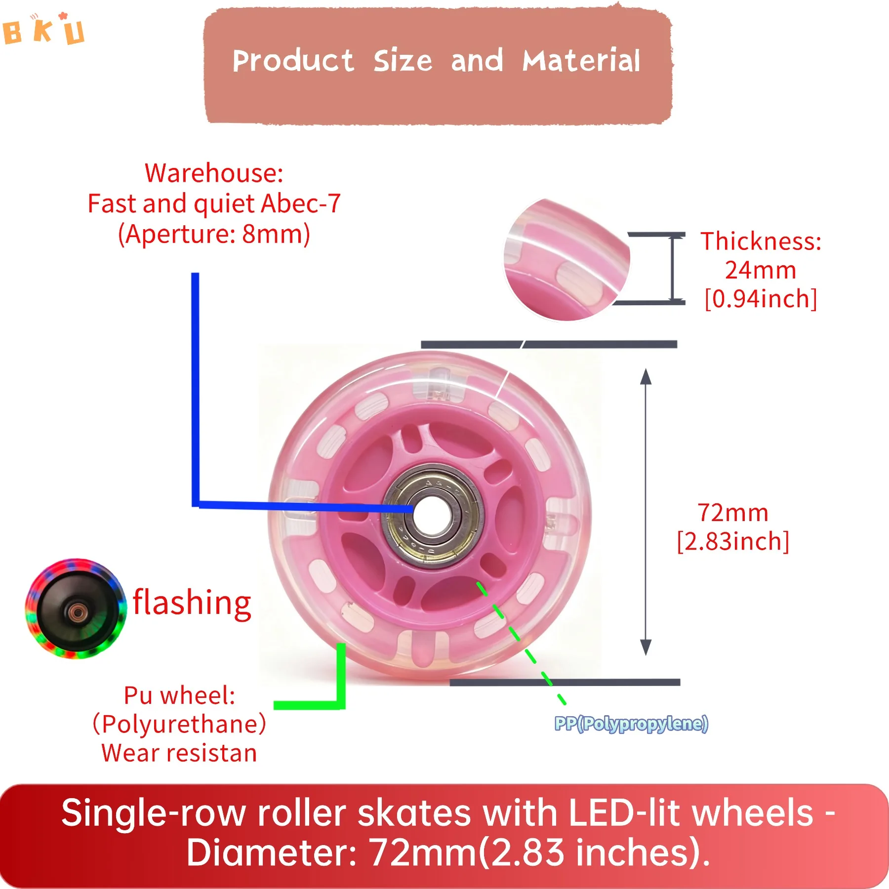عجلات تزلج LED متوهجة مكونة من 4 محامل PU ABEC-7 مقاس 72 مم، عجلات مضيئة متعددة الألوان للزلاجات المضمنة والدراجات البخارية والأمتعة