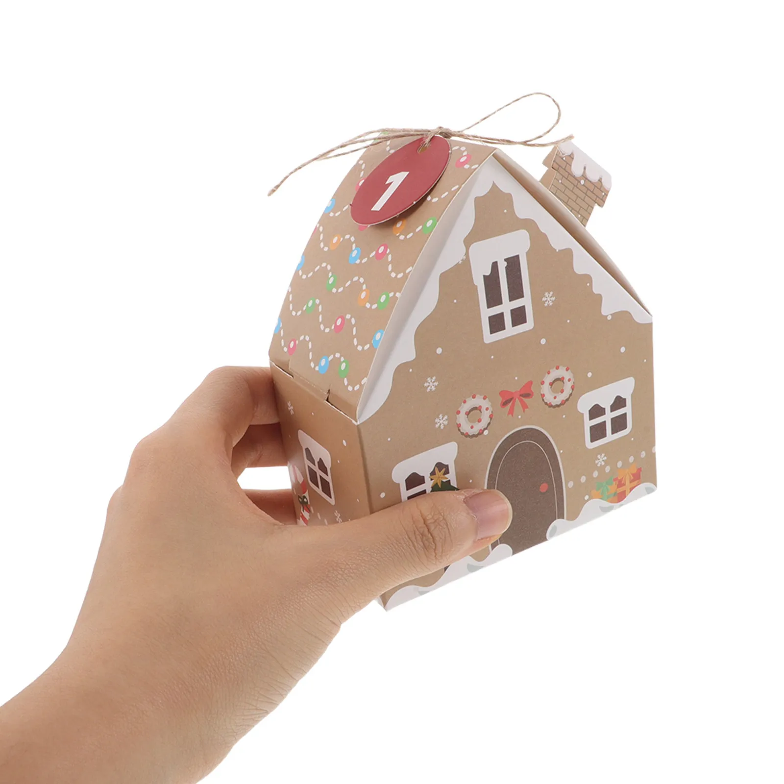 

24 набора рождественских адвент-календарей в форме домика, маленькие коробки для хранения угощений, легко собираемые, многоразовые, бумажная упаковка, для праздничных вечеринок