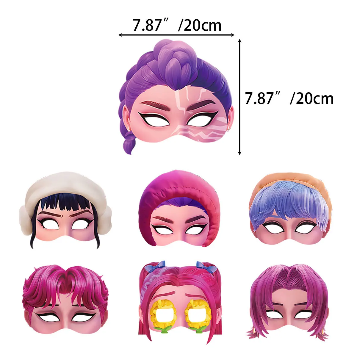 Masque de chasseurs de démons Kpop, 12 pièces, accessoires de photographie pour fête d'anniversaire, Cosplay, décorations pour filles et garçons, cadeaux de fête d'halloween