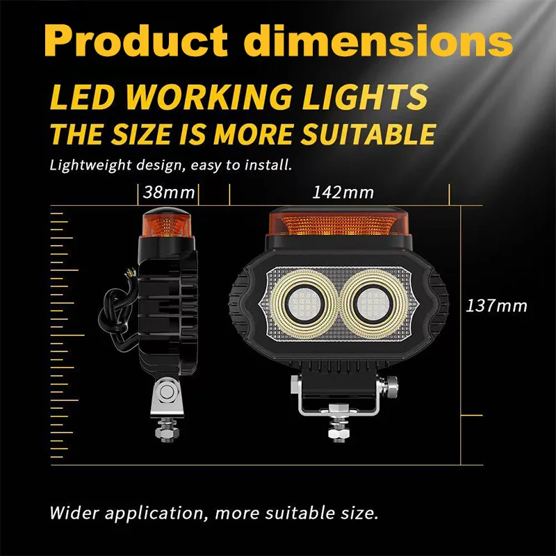 5.5inch Rectangle Day Running Lights LED Work Lights Amber Flash Warning Lamp 4x4 Off-Road Spotlights ATV SUV LED Headlights