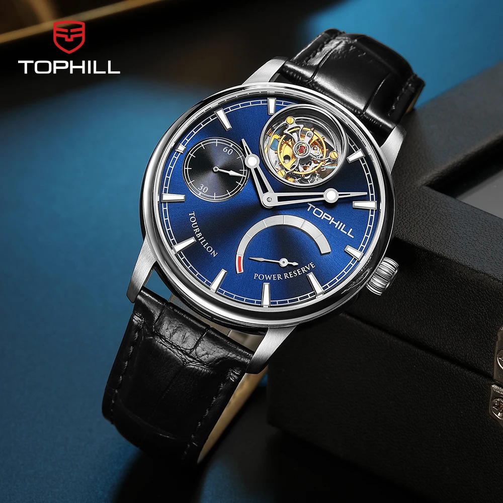 

TOPHILL Luxury Men's Watch Automatic Mechanical Skeleton Tourbillon Sapphire Glass 5ATM Waterproof Business Dress Wristwatches
