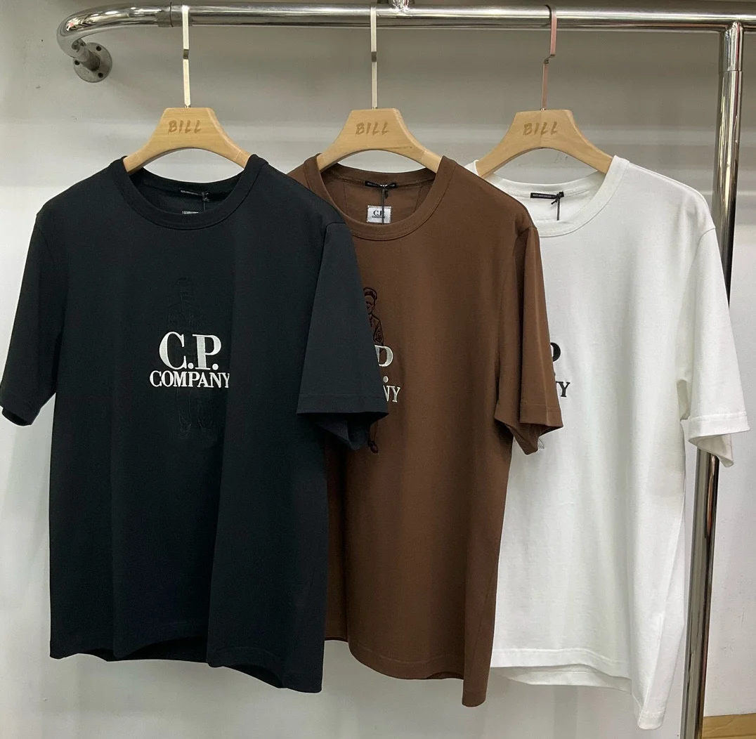 Fashionable Loose Short Sleeve Youth T-Shirt Spring Summer Trendy CP COMPANY Cotton Sweat Absorbent Breathable Unisex round Neck