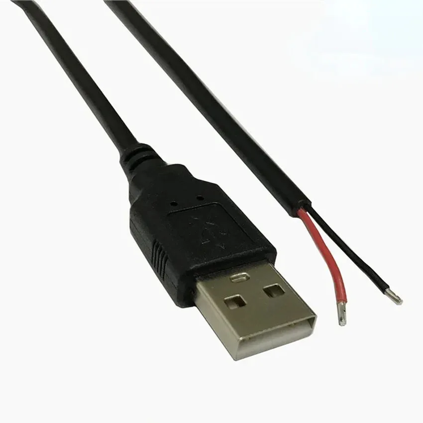 USB 2.0 Male Plug 2pin Bare Wire USB Power Cable DIY Pigtail Cable For USB Equipment Installed DIY Replace Repair Small Fans