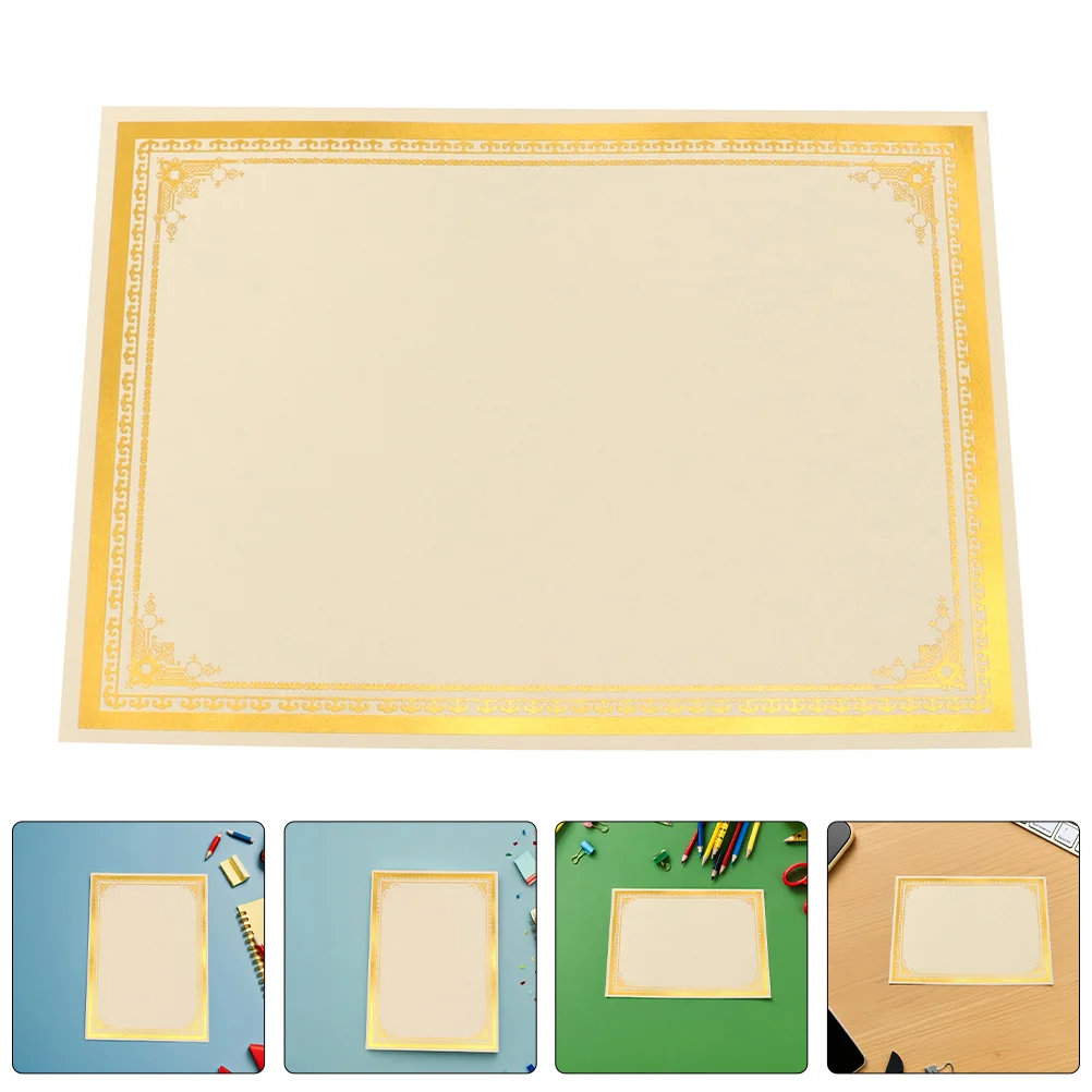 

6Pcs Printable Certificate Inner Paper Gold Foil Edge Blank Diploma Sheets for Student Awards Employee Honors Recognition Paper