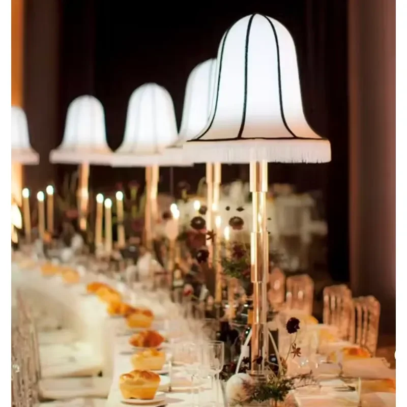 Crystal Glass Candle Holder with Fabric Lampshade Elegant Wedding Table Centerpiece Decoration Light for Home Party Decor