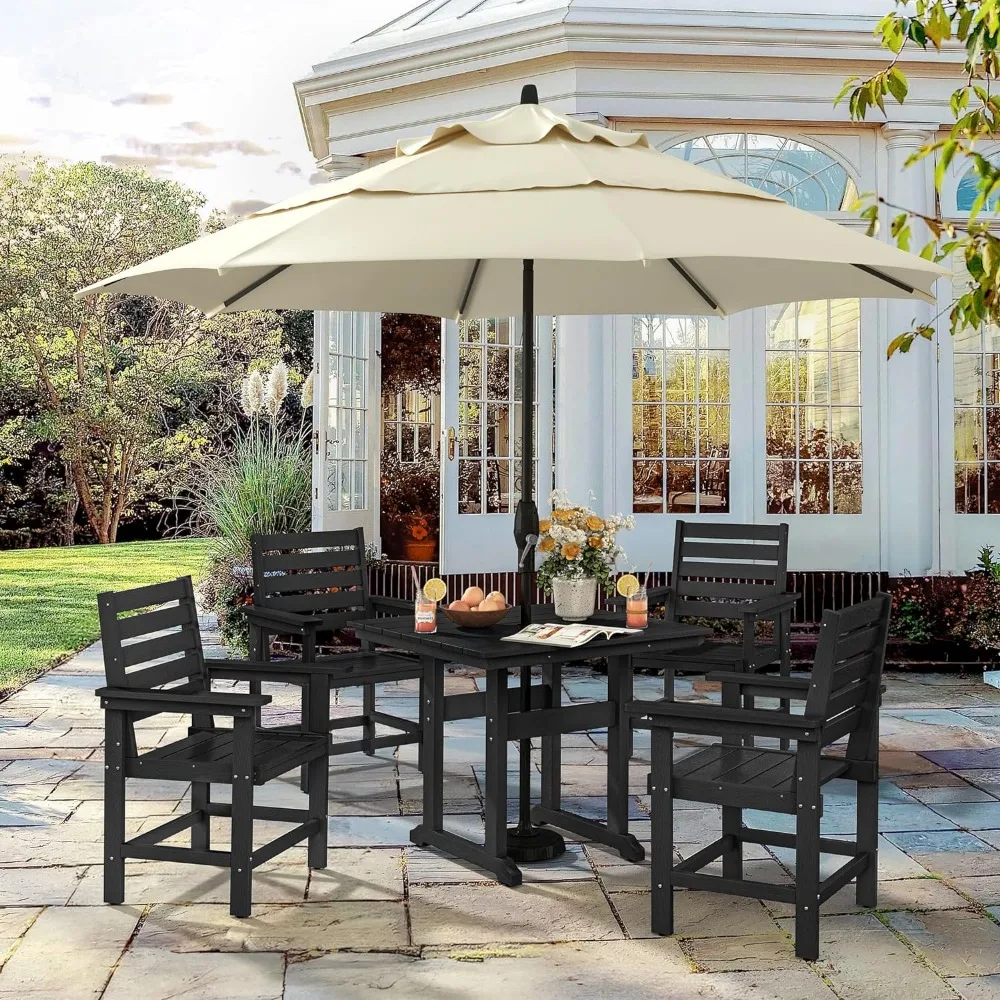 Patio Table and Chairs Set 5 Pieces, Resistant Outdoor Dining Set, Square Outdoor Dining Table with 4 Patio Chairs