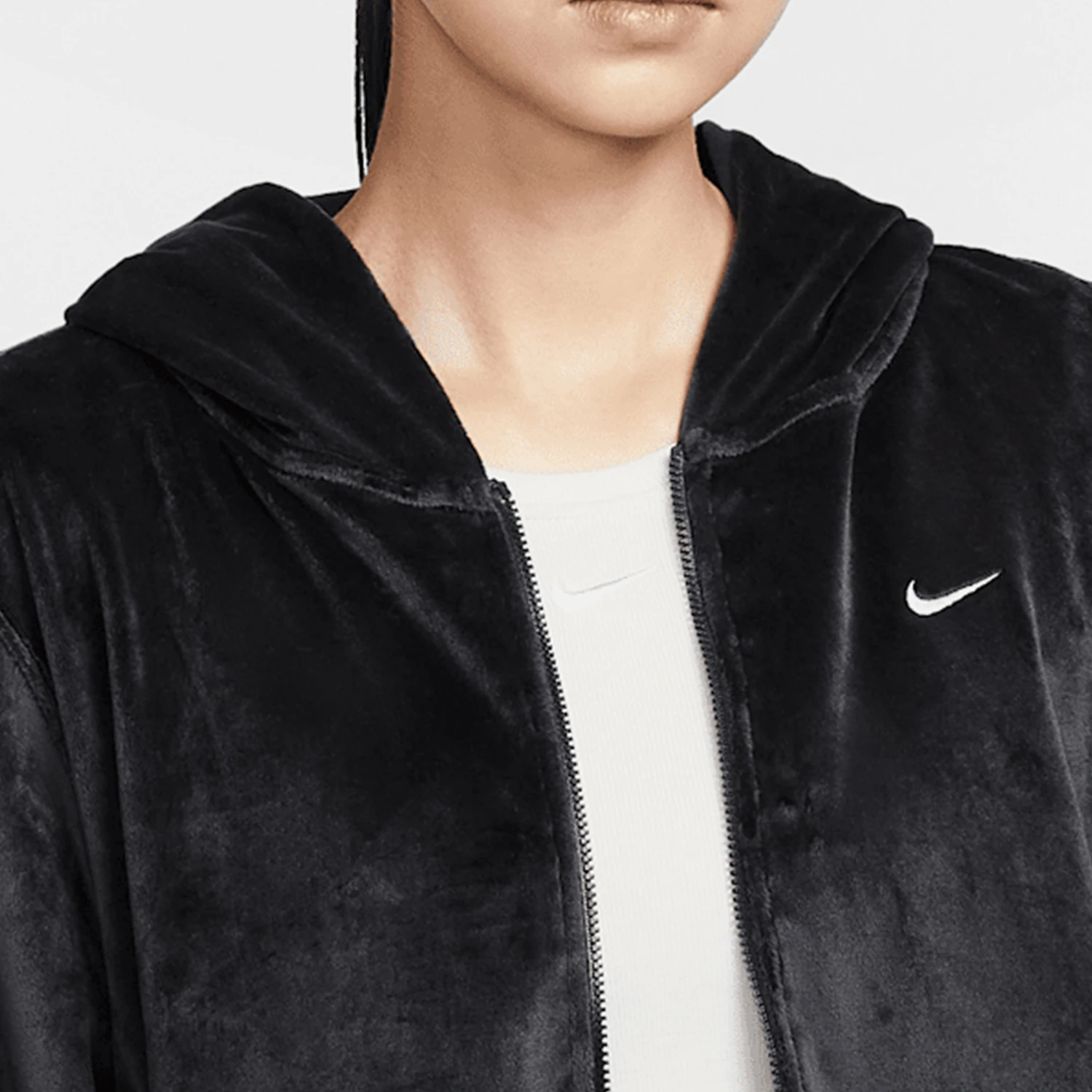 Nike Official Genuine New Women's Loose Fleece Hooded Short Velvet Jacket HJ0958-010