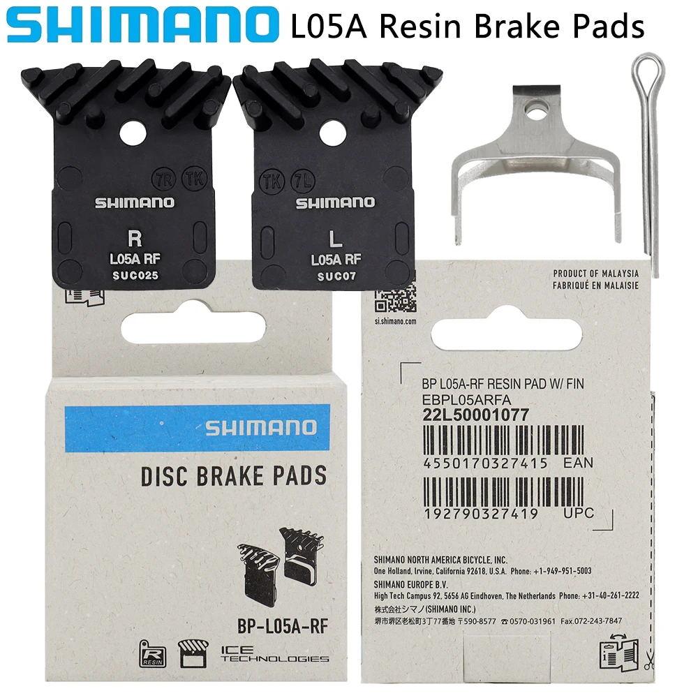 SHIMANO L05A Resin Disc Brake Pads with Fin MTB Road Bike for DEORE XT SLX ULTEGRA M8100 M7100 R9150 R7100 R8050 R7000