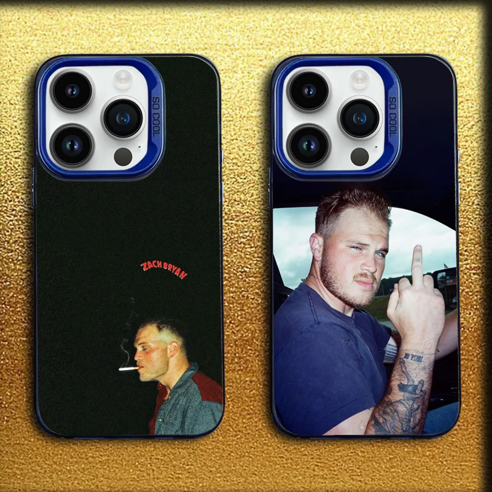 

Singer Z-Zach Bryan Phone Case For iPhone 16,15,14,13,12,11,Mini,Pro,MAX Blue Matte Silicone Cover