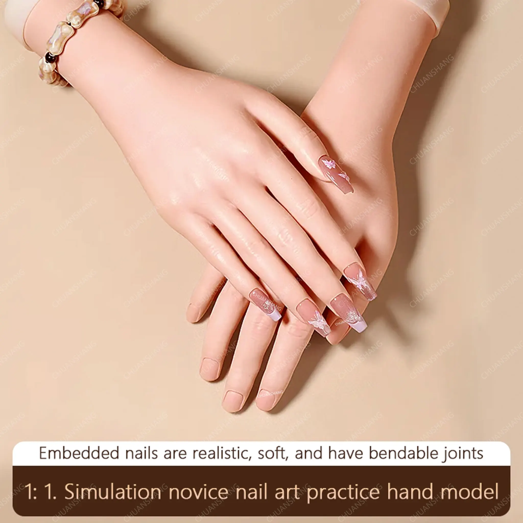 Nail Practice Hand Model, Jewelry Display Prop, Bendable Joints, Multifunctional Prop