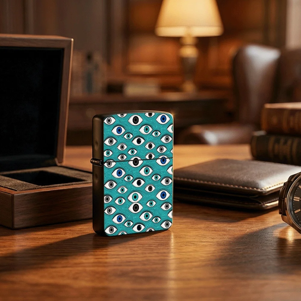 Flip Top Lighter Evil Eye Repeating Pattern Mystic Art Pattern lighters vintage lighters for smokers Collectible Hobby Gift