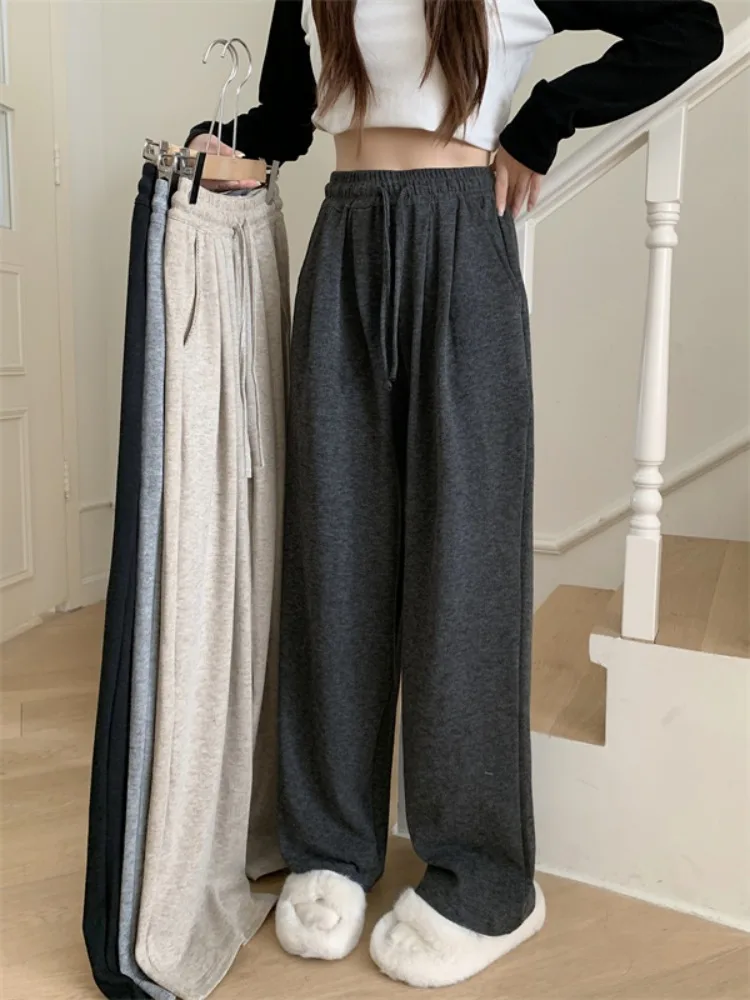 

Fashion Oversize Sweatpants Streetwear High Waist Women Loose Wide Leg Pants Korean Vintage Pockets Casual Trousers W226