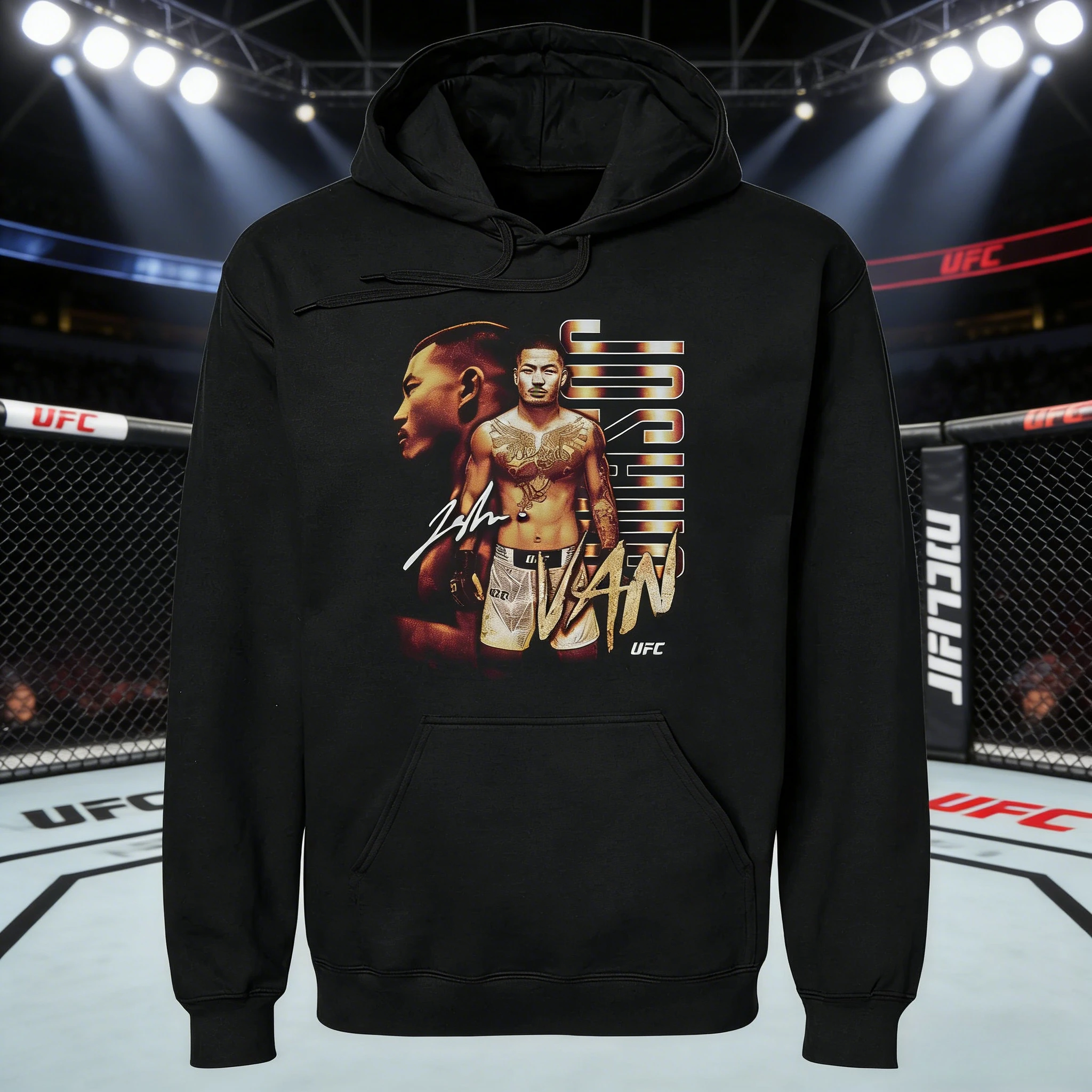 

Осень/зима 2026, UFC Джошуа Ван, боевая толстовка с рисунком, женская модная свободная повседневная хлопковая теплая толстовка, пальто унисекс