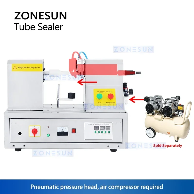 

ZONESUN Ultrasonic Soft Hose Sealer Equipment Tools Composite Hose Pipe Welding Cosmetic Plastic Tube Sealing ZS-QDFM125S