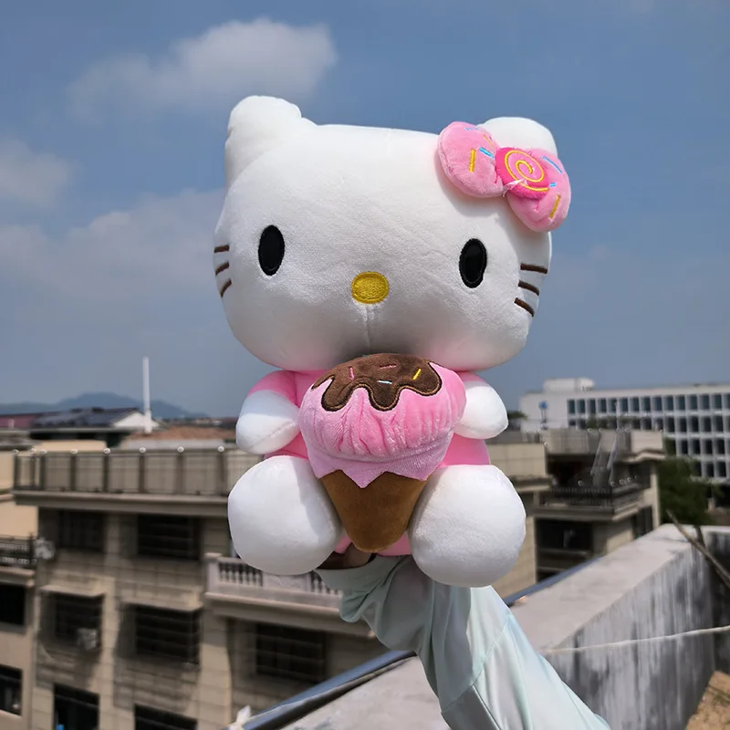 30Cm Sanrio Nieuwe Pluche Pop Schattige Hellokitty Pluche Gevulde Kussen Kinderen Zachte Doek Pop Cowboy Hello Kitty Vriend Verjaardagscadeau