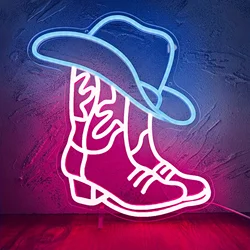 Cowboy Boots Neon Sign LED Neon Light Wall Decor for Bedroom Bar Office Cowboy Rodeo Lovers Birthday Christmas Gift USB Power