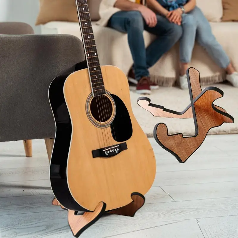 Wooden Guitar Stand Portable String Floor Display Instrument Rack For Acoustic Classic Electric Guitar Guitars