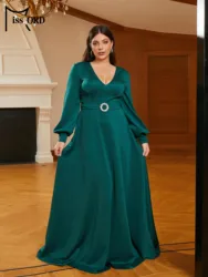 Missord-vestido verde con mangas abullonadas, traje Formal de noche para graduación, talla grande, novedad