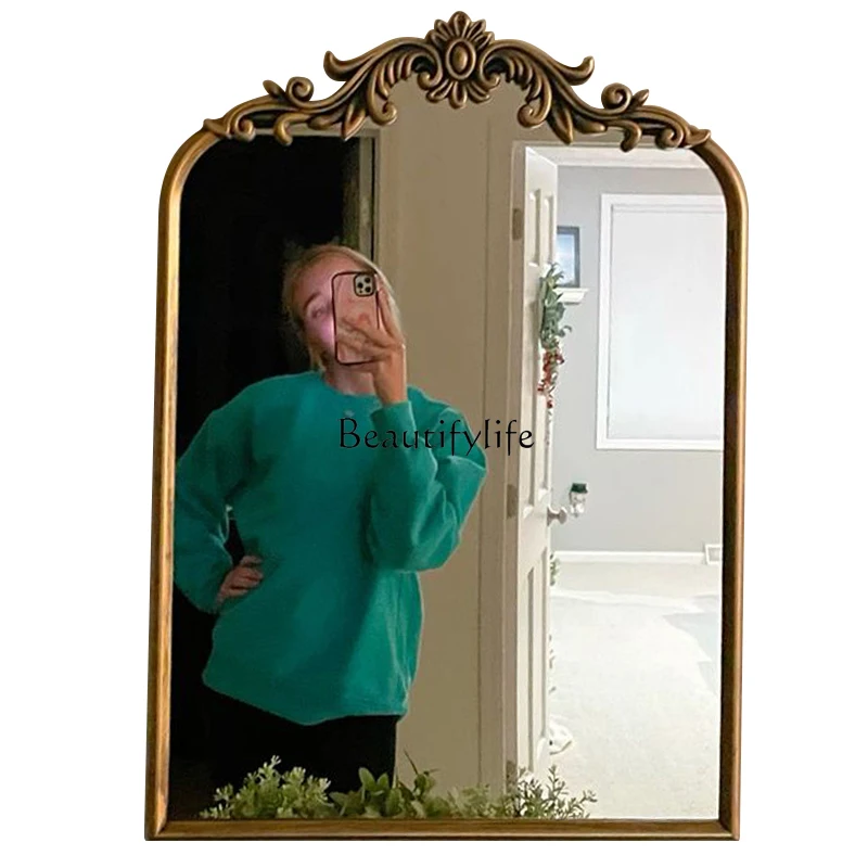 

French dressing table dressing mirror retro mirror wall hanging household light luxury