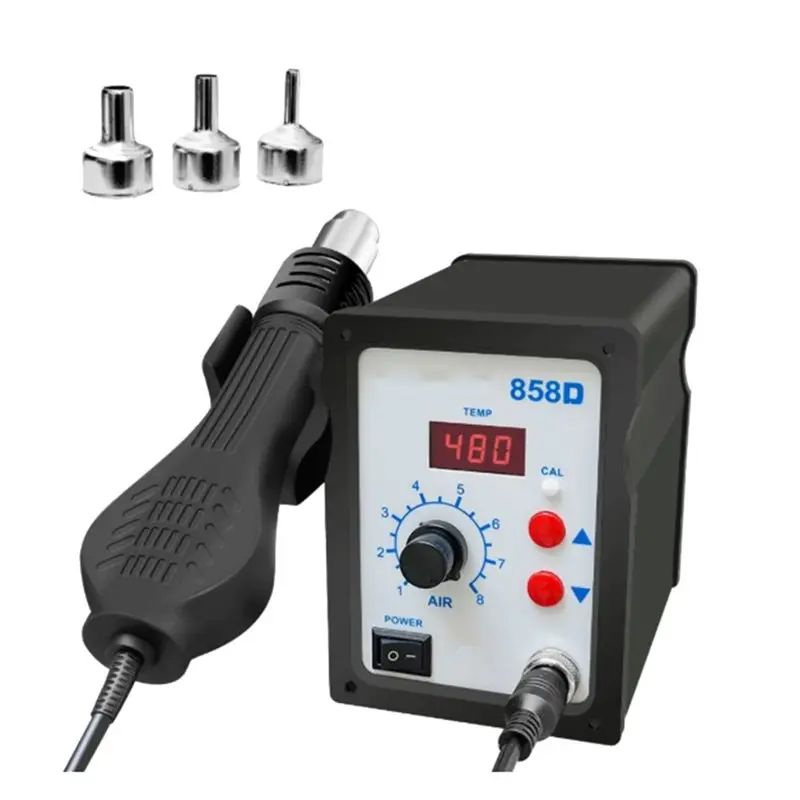 AA81-Soldering Rework Station 700W 858D Hot Air Gun BGA SMD SMT Welding Repair Tool Blower Hair Dryer Hair Dryer UK Plug Heat