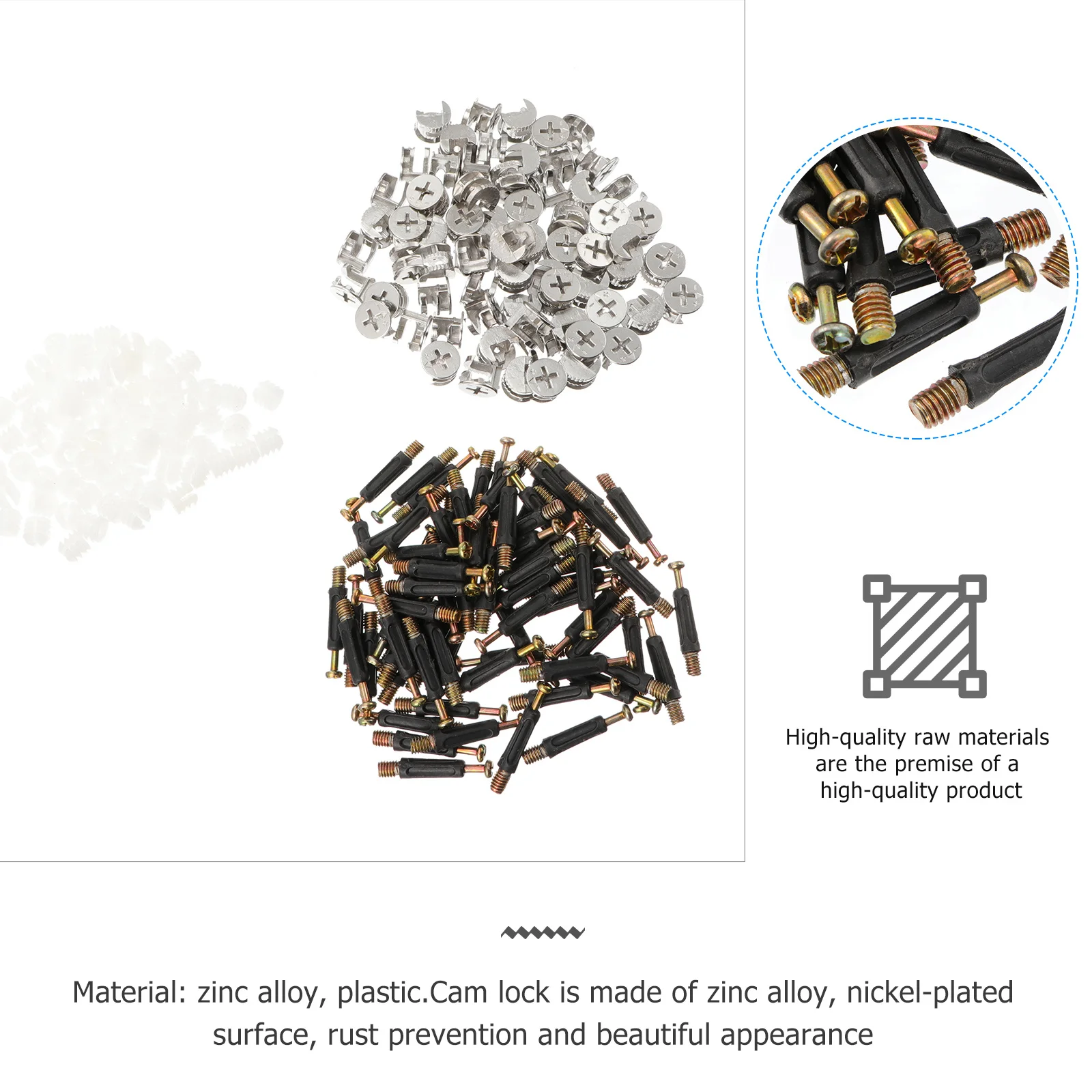 

75Pcs Furniture Connecting Cam Lock Fittings Zinc Alloy Dowel Pre Inserted Nut Cabinet Connectors Side Fasteners Hardware Bolts