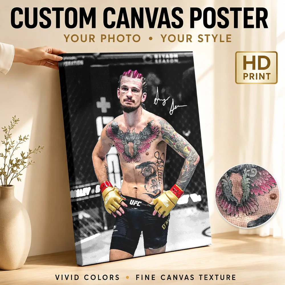 Sean O'Malley MMA Fighter Framed Canvas Poster Personalized Photo Sports Portrait Canvas Wall Art for Game Room Man Cave Decor