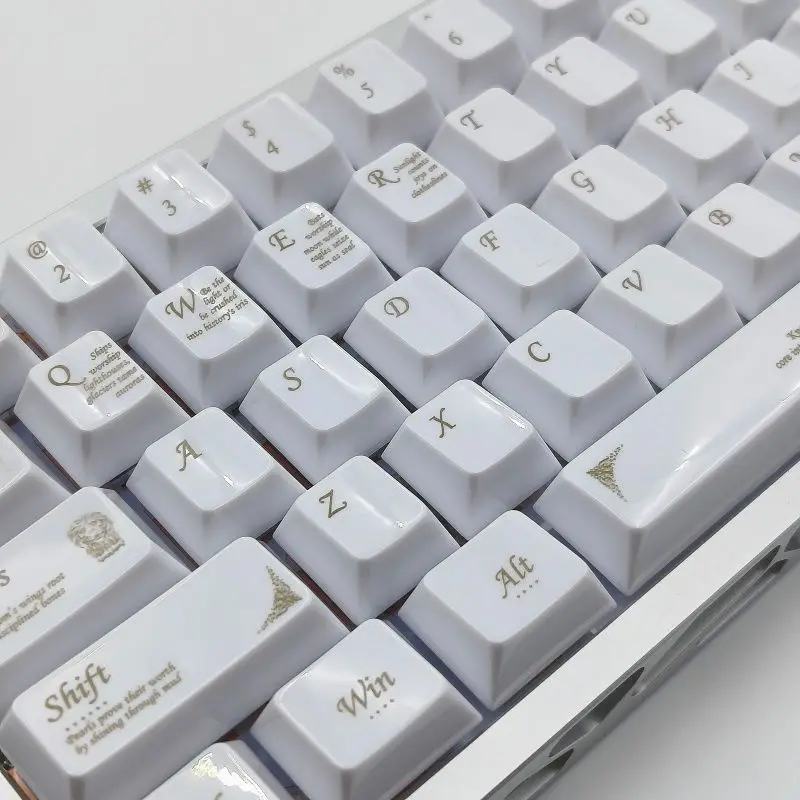 Baroque White Gold Keycaps Ceramic Like Cherry Profile PBT Dye-Sub Full Set for MX Mechanical Keyboard Gaming Custom Retro