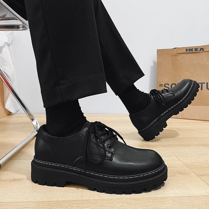 

Black Men's Formal Shoes round Toe Fashionable Casual Shoes Comfortable Leather Oxfords for Business And Leisure