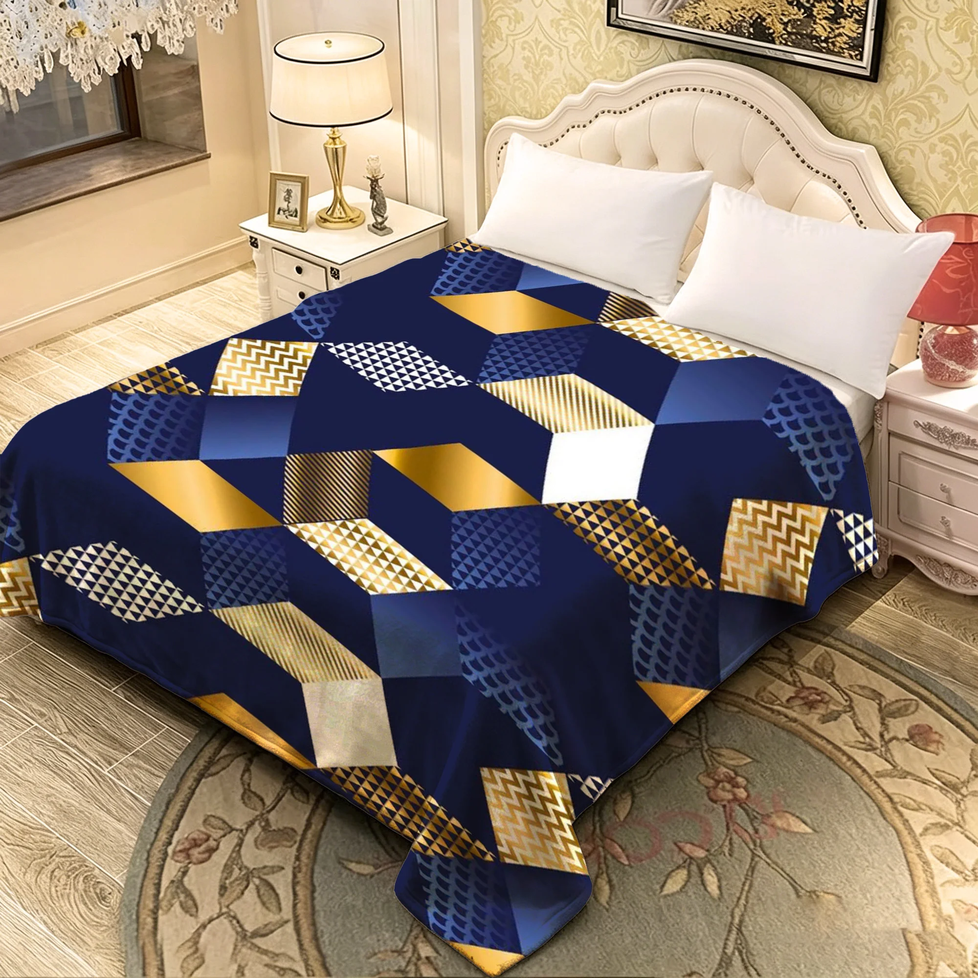 1pc Abstract Geometric Pattern Flannel Blanket, Lightweight and Soft Throw Blanket, Gift Blanket for Family and Friends, Birthda