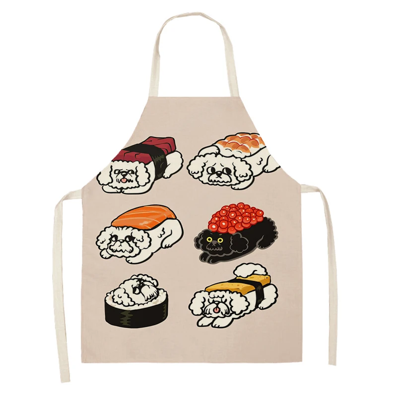 women's kitchen apron Linen man Children's cute Big size Child girl Waterproof funny Half Work Coffee art restaurant animal dog