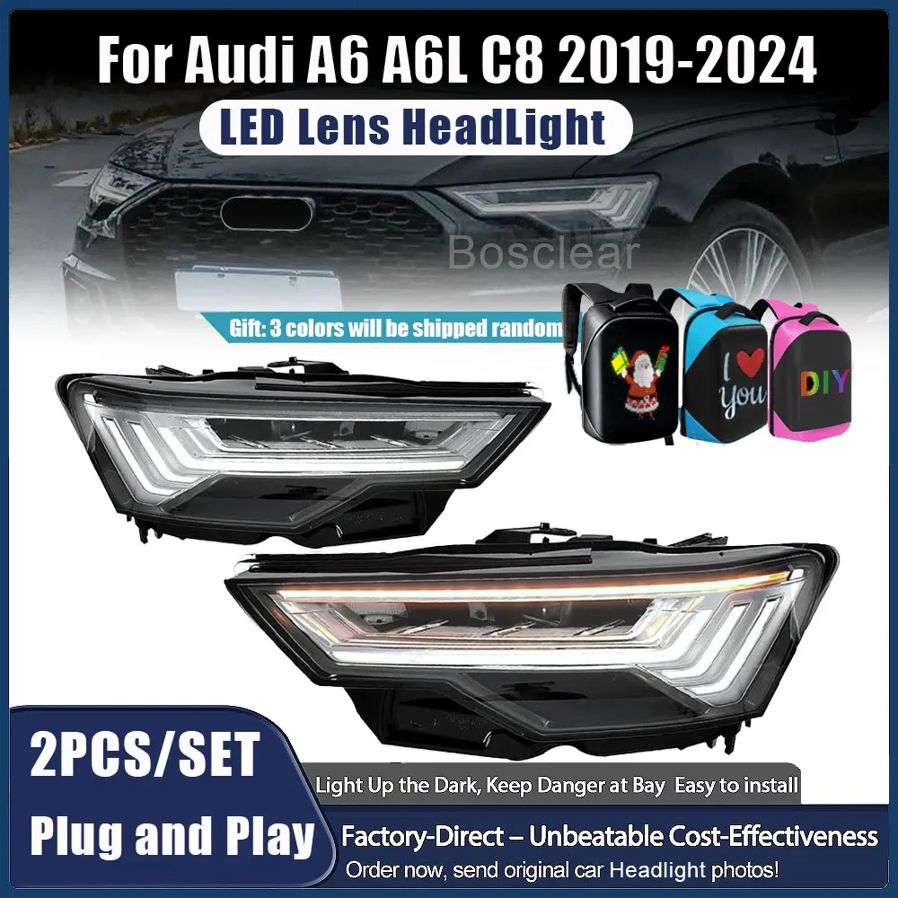 Headlights Assmebly for Audi A6 C8 2019 2020 2021 2022 2023 2024 LED Head Lamps DRL Dynamic Singal High Low Beam Plug and Play