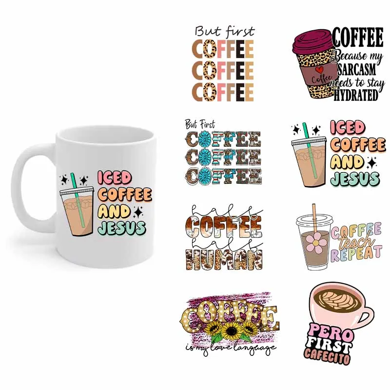 Coffee Drink Transfer Sticker Wraps Cup 16 OZ Summer Durable Adhesive Decals UV DTF High Quality DIY