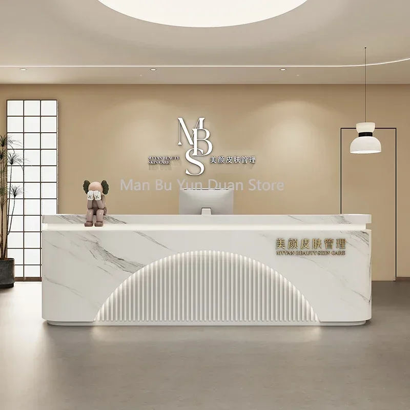 

Reseption Desk Customer Center Modern Reception Counter Luxury Furniture Dhome Aesthetic Lectern Simple Bakery Pink Cheap Column