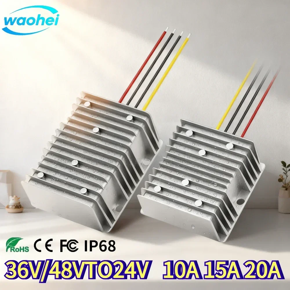 36V 48V to 24V 10A 15A 20A DC DC Step Down Power Converter 48 Volt to 24 Volt Buck Module Voltage Regulator for Truck Car ROHSCE