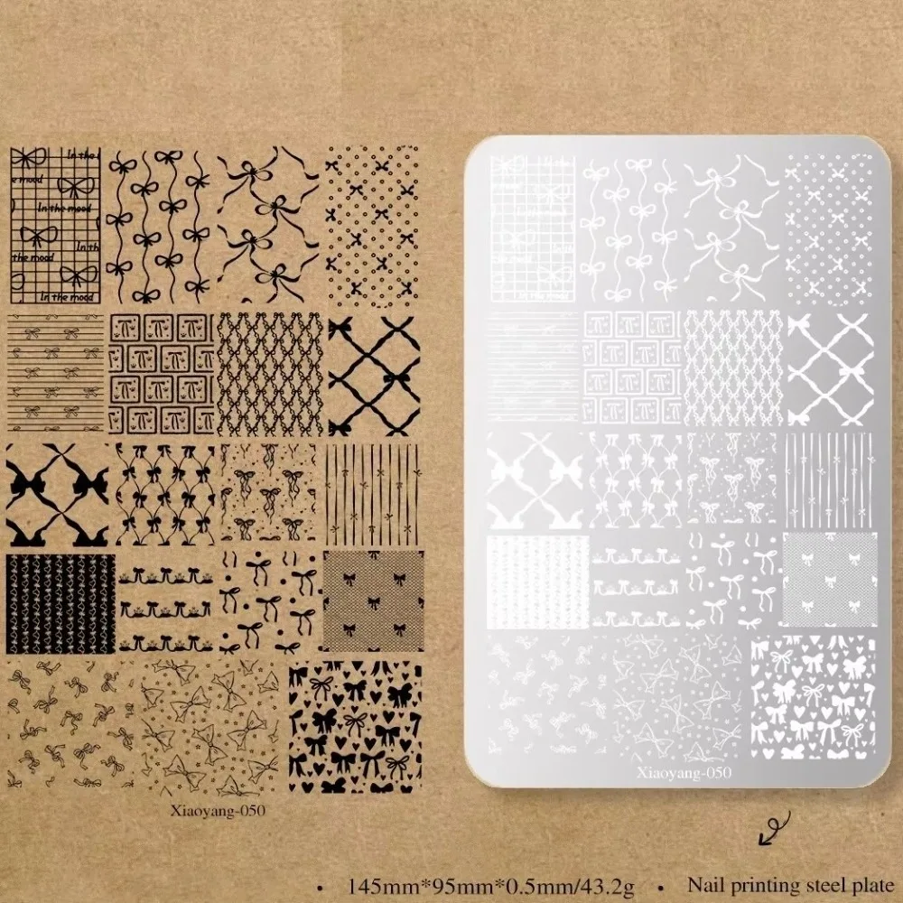 Bowknot Patterns Nail Art Stamping Plates High-Precision Stainless Steel Nail Art Stencil DIY Printing Kawaii Bow Image