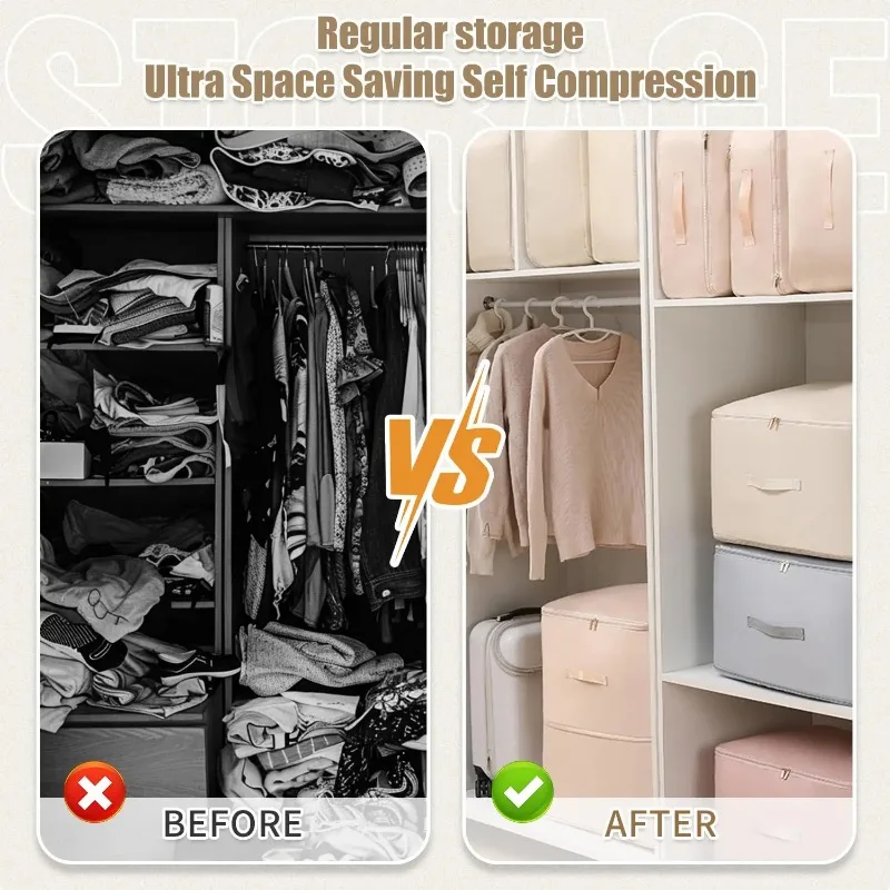 Large Capacity Quilt Storage Bag Foldable Clothes Organizer Box Heavy Duty Moving Packing Bin with Reinforced Handles Dustproof view 5