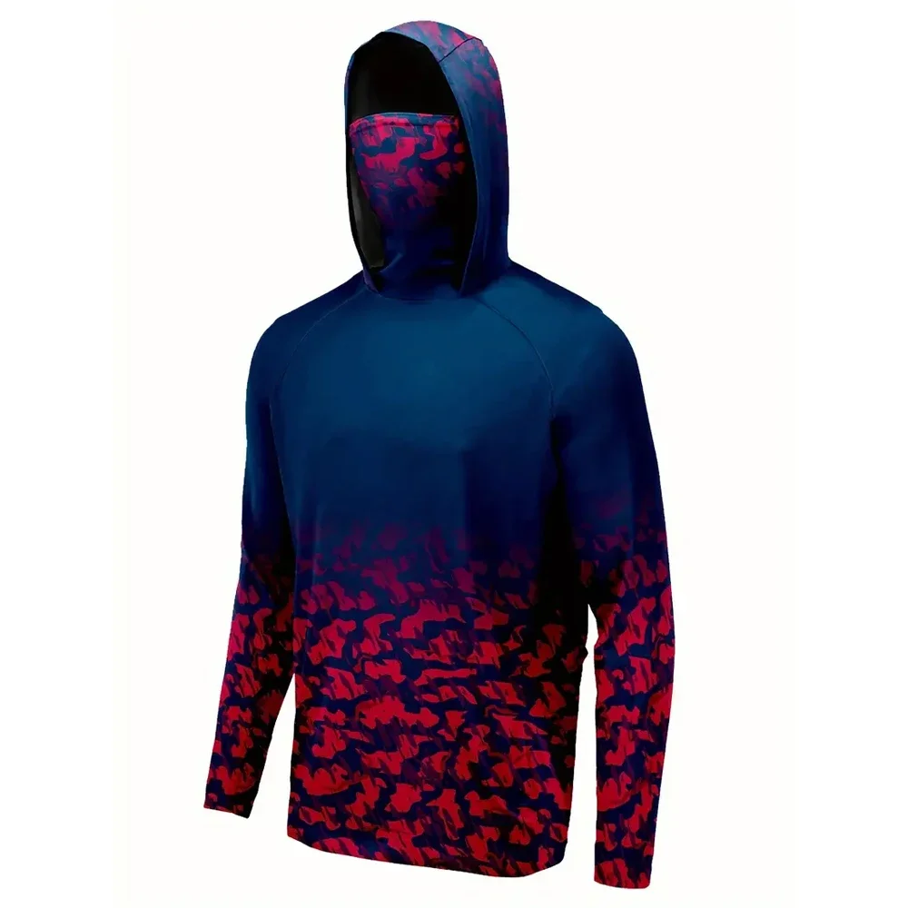Mens Long Sleeve Performance Fishing Hiking Shirt With Mask Hoodie Breathable 2026