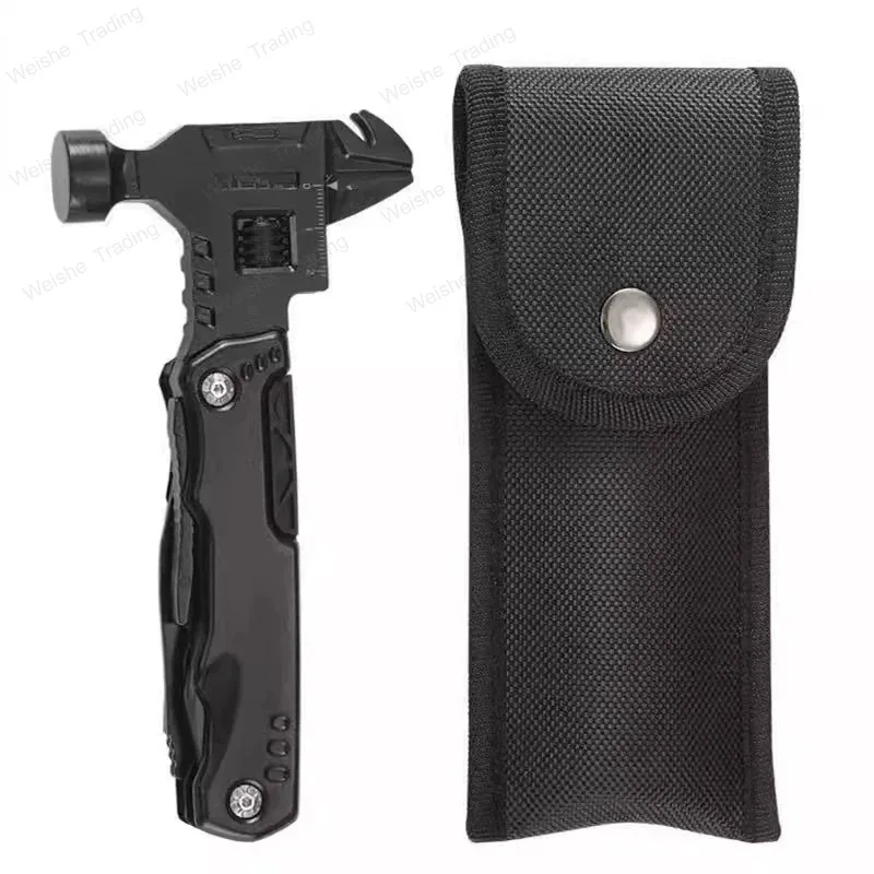 

Multifunctional wrench hammer pliers folding knife portable self-defense knife field camping broken window emergency