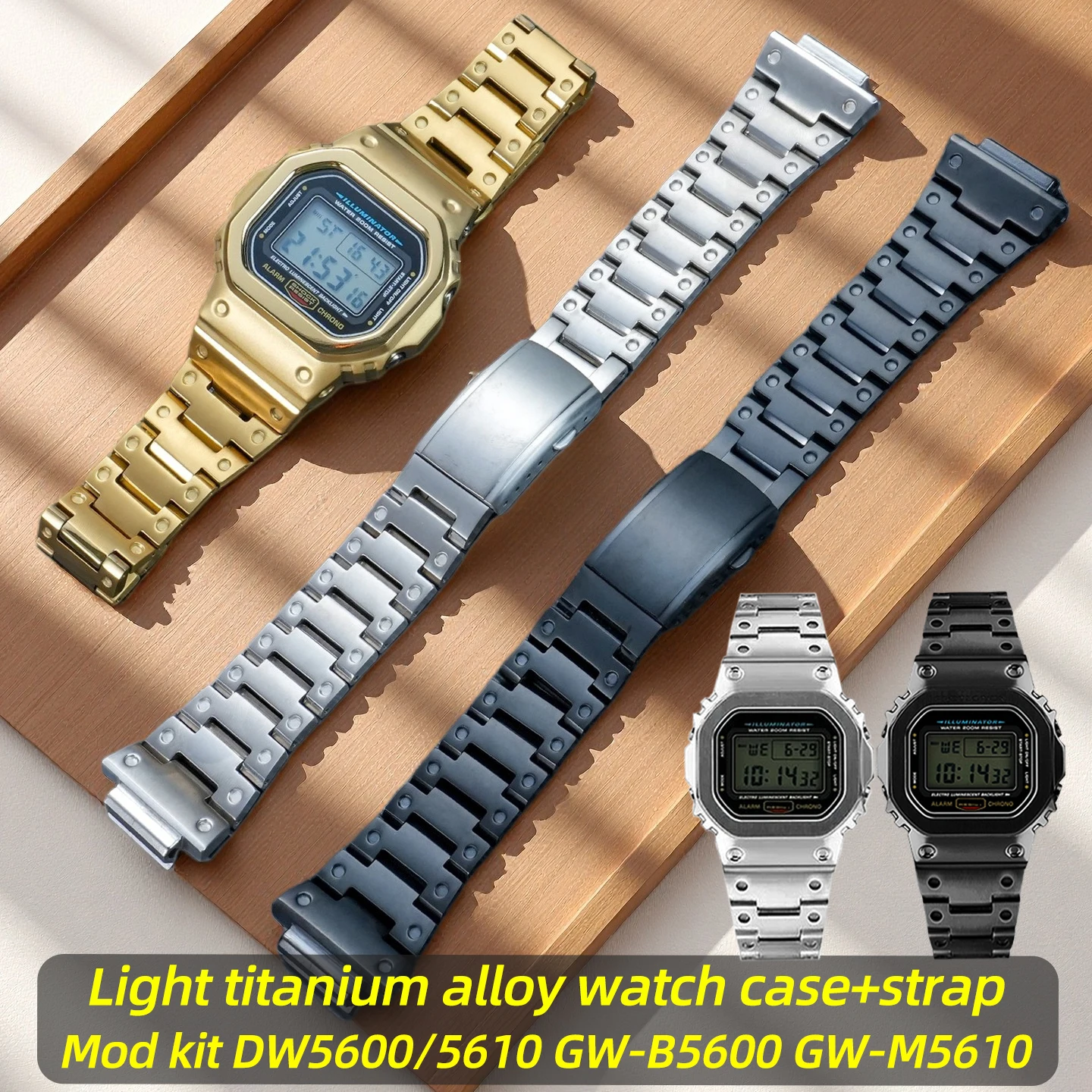 

DW5600 Titanium case+strap For Casio G-SHOCK DW-5600 GW-B5600 GW-M5610 modified DIY watch band+Bezel set watch parts accessories