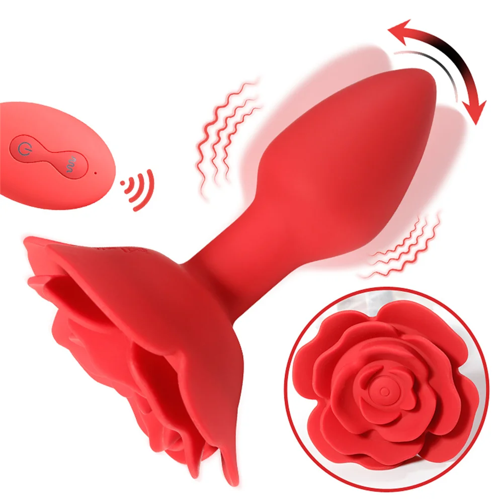 Sex Toys for Adults Rocking Vibration Silicone Anal Beads Rose Butt Plug Vaginal Stimulator Wireless Remote Control Adult Goods